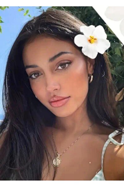 Freya 1 Adet Beyaz Maldivler Esintisi Bahar ve Yaz için Hibisküs Çiçeği Toka