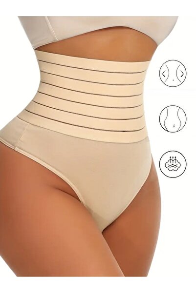 MİSTİRİK Flerna Model Abdominal Tightening and Flattening High Waist Corset String Panties Skin Color