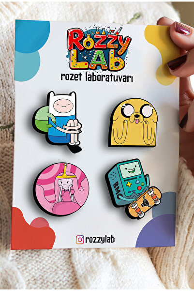 Rozzy Lab Adventure Time 4lü Rozet Set - Finn Jake Bmo Prenses Ciklet - Broş ...