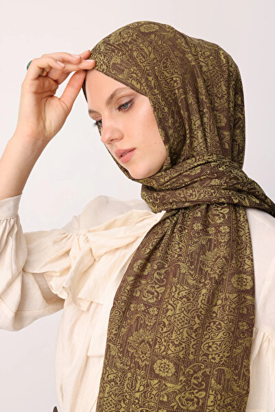 Mooncorn Σάλι διπλής όψης με μοτίβο χενάς Bitter Coffee-Salmon