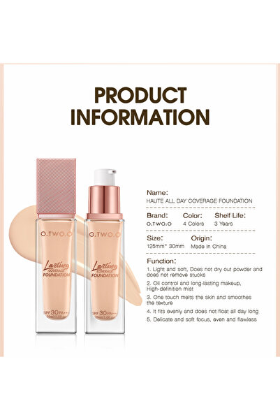 O.TWO.O Cosmetics Long-lasting, high-coverage, matte foundation - No. 03