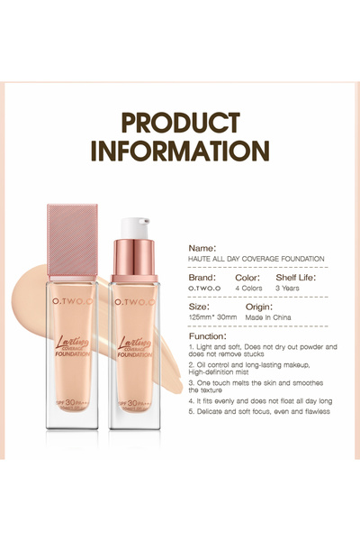 O.TWO.O Cosmetics Long-lasting, high-coverage, matte foundation - No. 06