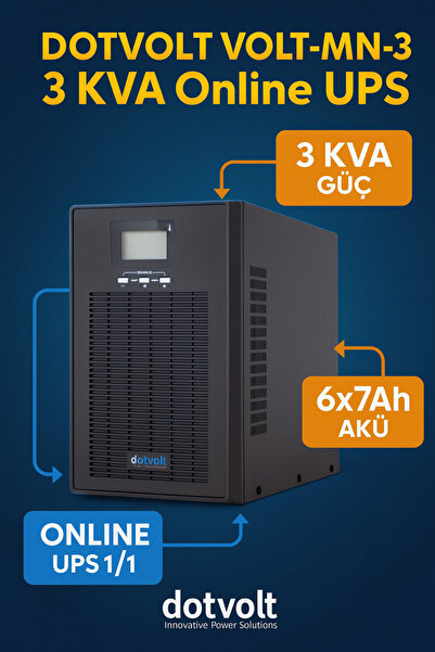 Dotvolt VOLT-MN-3 3 KVA Online UPS 1/1 6x7Ah 5/15dk