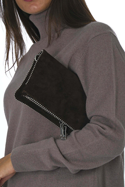 ABBRA Women's Real Suede Leather Chain Strap Portfolio Lined Bag