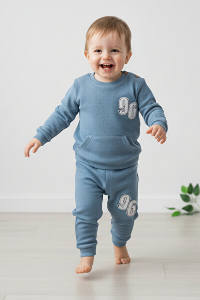 voyyo kids baby بدلة أطفال كاجوال بأكمام طويلة من قماش الوافل المطرز للأطفال ...