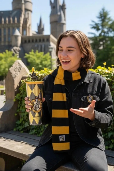 Miniso Harry Potter Lisanslı Hufflepuff Çift Cidarlı Pipetli Plastik Şişe