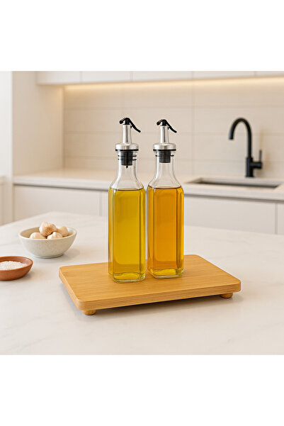 YzHome Bamboo Rectangular Pedestal Stand Countertop Organizer 24*15cm Only Stand