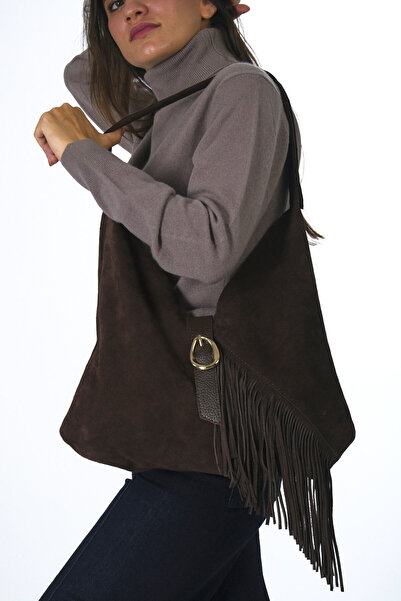 ABBRA Women's Real Suede Leather Puppy Side Tassel Bag