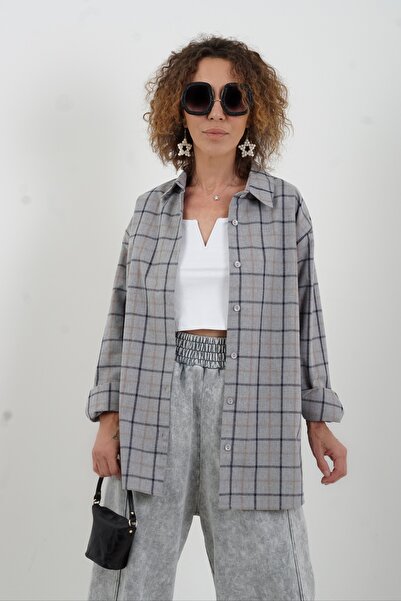 Zelish My Sister Gray Plaid Shirt