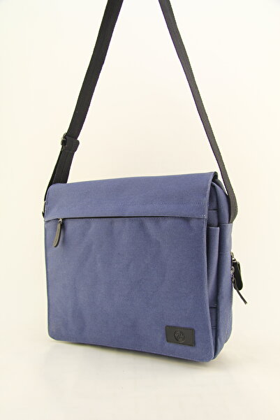 QUB CLUB Postman Blue Work School Canvas Waterproof Gusseted Briefcase Street Bag