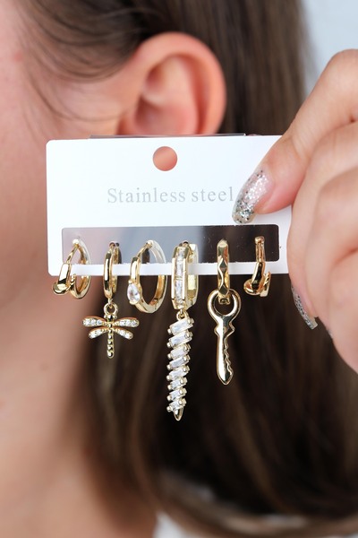 Jack Ferrero ZİRKON TAŞLI ÇELİK 6'LI KADIN KÜPE