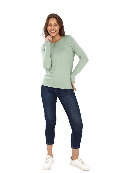 penyebizden Κομψό γυναικείο μπλουζάκι βισκόζης - Φαίνεται λεπτό, πράσινο μέντας