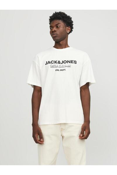 Jack & Jones Λευκό ανδρικό μπλουζάκι με λαιμόκοψη Jack&Jones Gale