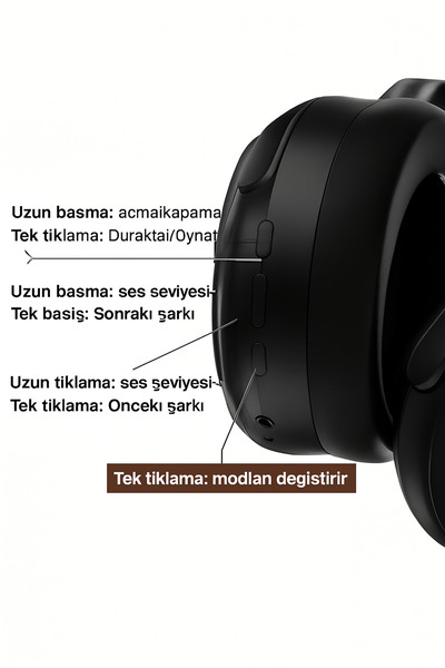 Tech&bello accessories Kablosuz Kulaküstü Bluetooth Kulaklık Stereo-Mikrofon-aux HK-033