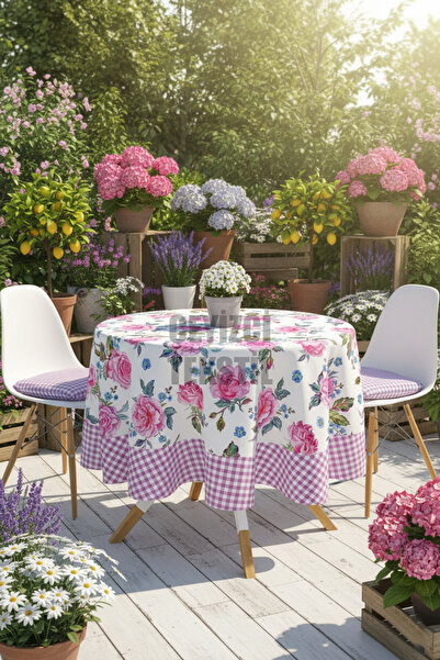 Çt Çeyizci Tekstil مفرش طاولة دائري مطبوع رقميًا