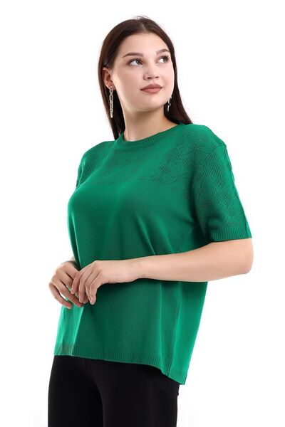 GND Pulover de damă cu guler cu motive - mânecă scurtă