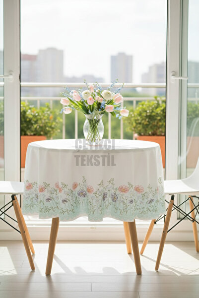 Çt Çeyizci Tekstil Yuvarlak Masa Örtüsü Dijital Baskılı
