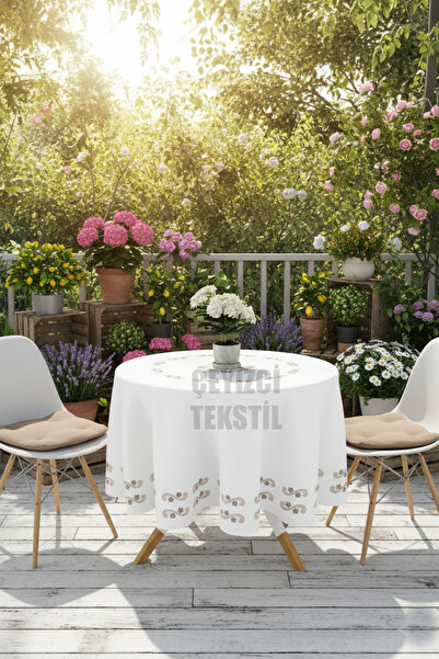 Çt Çeyizci Tekstil Yuvarlak Masa Örtüsü Dijital Baskılı
