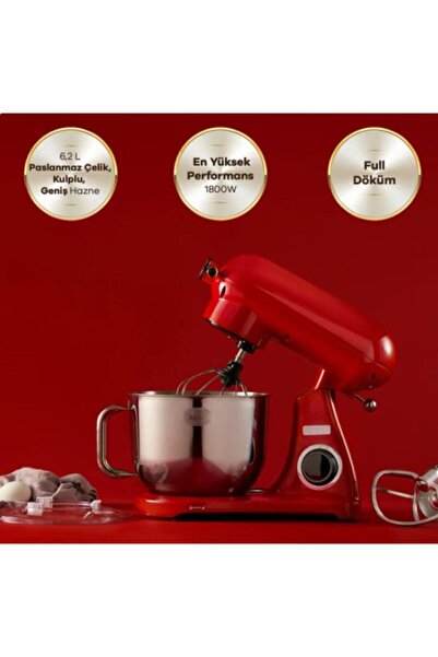 Karaca Chef Döküm Stand Mikser Red Mutfak Şefi 1800w 6,2 Lt - Güçlü Motor Performansı