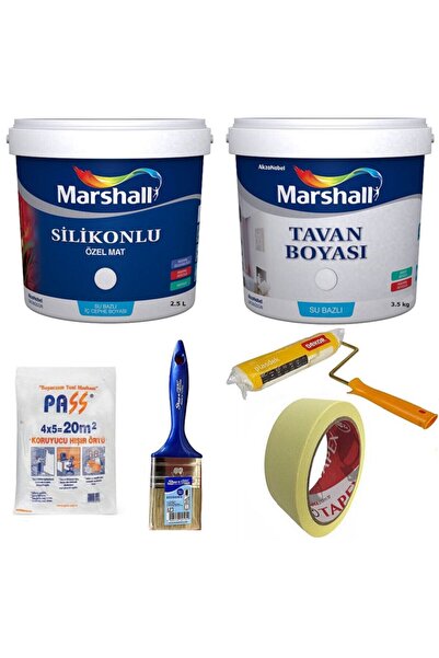 Marshall Özel Mat Silikonlu Duvar Boyası 2.5 L/3,5 Kg + Tavan Boyası 3,5 Kg +...