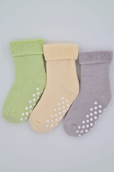 Defne Baby 3 чифта унисекс бебешки-детски чорапи с неплъзгаща се подметка