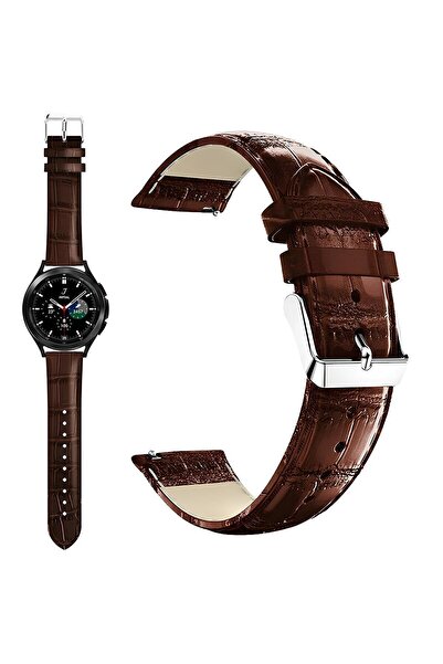 onlinekordon ⌚   22mm Brown Crocodil Printed Leather Watch Band – with Smart Pin, Compatible with 46mm Watches
