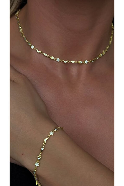 Wind Silver Fatmaeli Çiçek Ay Mix kolye 925 Ayar