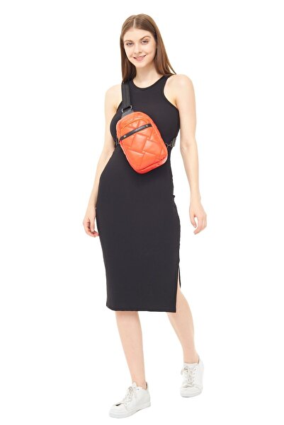 Morpelikan Women's Parachute Fabric Three-Compartment Orange Color Body Bag Shoulder Chest Bag