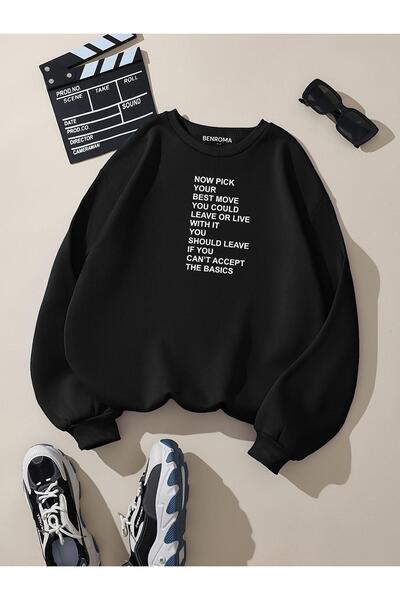 DM DOLCE MORE Hanorac oversize unisex cu decolteu rotund, cu 3 fire, din bumb...