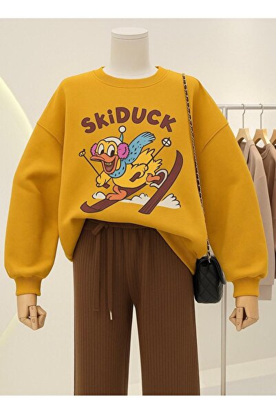 E-ROMA Hanorac unisex cu imprimeu SkiDUCK