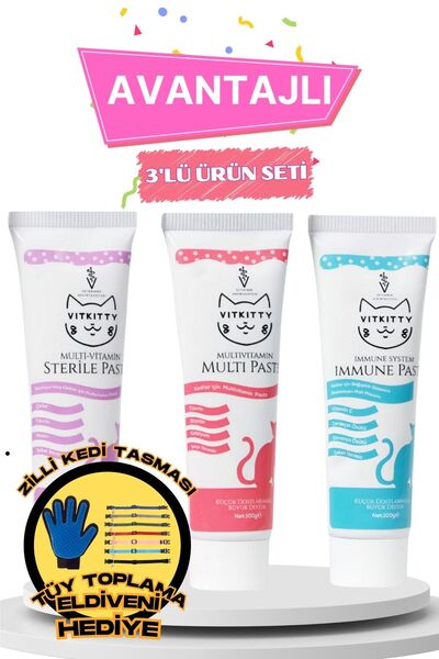 VitKitty Avantajlı 3'lü Malt Macun Seti