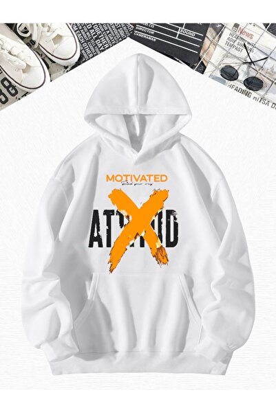 DM DOLCE MORE Φούτερ με 3 νήματα, χτενισμένο βαμβακερό, λευκό εμπριμέ, oversize