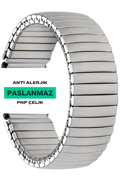 onlinekordon Spring Steel Stainless Metal Silver Watch Band Strap 12mm