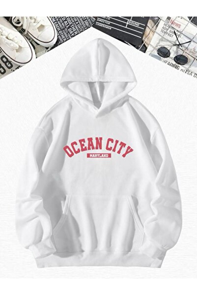 DM DOLCE MORE Hanorac oversize cu glugă, cu 3 fire, din bumbac pieptănat, cu ...