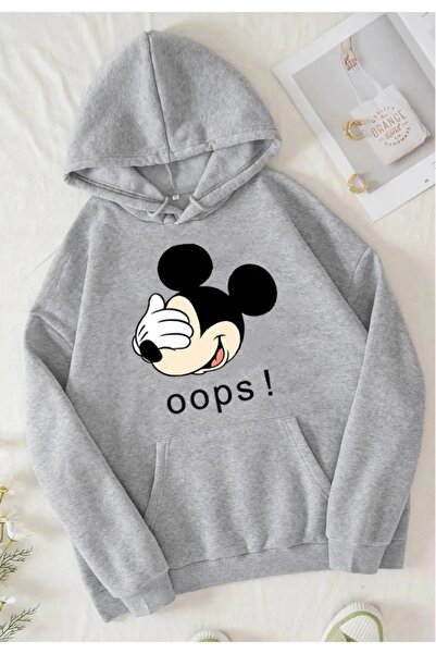 DM DOLCE MORE سترة رياضية كبيرة الحجم للجنسين مطبوعة بشخصية ميكي ماوس من القط...