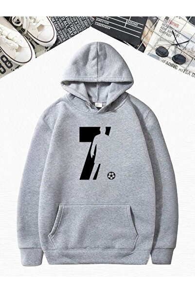 DM DOLCE MORE Hanorac supradimensionat cu imprimeu cu caracter de fotbal, gri...