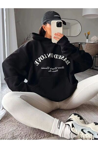 DM DOLCE MORE Sweatshirt unisex oversize cu imprimeu din bumbac pieptănat cu ...