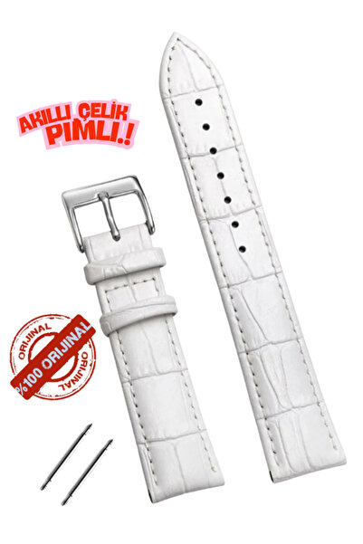 onlinekordon ⌚   ساعة فوسيل 22 ملم متوافقة مع حزام ساعة جلدي مطبوع باللون الأبيض