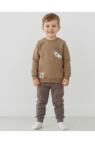 Ege Bebek Erkek Çocuk Sırtı Kaykay Baskılı 2-10 Yaş Mevsimlik 2 İplik Eşofman...