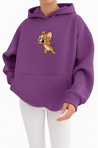 E-ROMA Hanorac unisex cu glugă imprimat cu personaje de desene animate