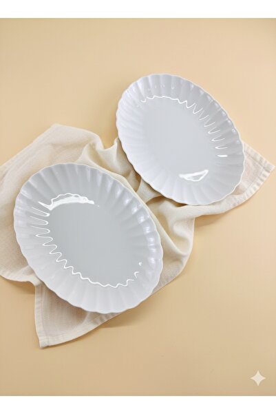 Kütahya Porselen Bone Luz Form 24 cm Kayak Plate 2 Li (with Emblem)