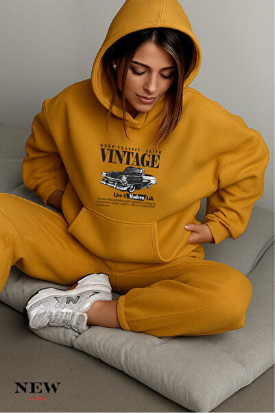 New Shine سويت شيرت مطبوع عتيق