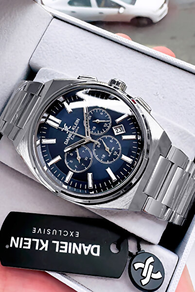 Daniel Klein Exclusive Erkek Kol Saati 3 Atm Su Geçirmez Gümüş Petrol Renk Çelik Kordon Hediye Bileklik DKE2134C2