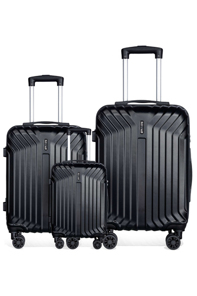 Space Luggage Set, ABS Material including Carry On Cabin Sizes, 20/24/28 Inches, Black