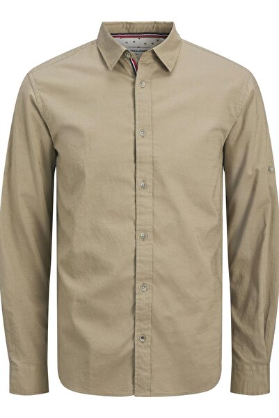 Jack & Jones JJPIERRE SLUB DETAIL SHIRT LS BEJ