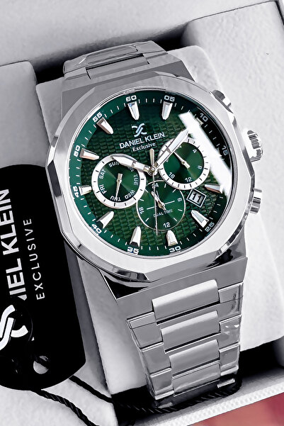 Daniel Klein ساعة يد رجالية حصرية مخصصة للهدايا مع سوار فولاذي فضي اللون + DK...