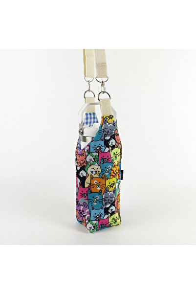 woodycord 1 Litrelik El Yapımı U Model Kedi Desen Matara Kılıfı