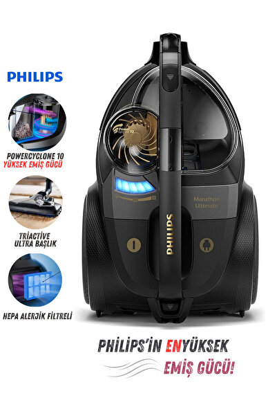 Philips Yüksek Emiş Güçlü Powercyclone10 & Nanoclean Teknojili Triactive Ultr...