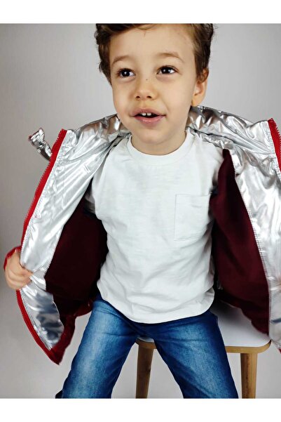 GAMZEAKKUŞ Children's Fleece-Lined Shiny Puffer Jacket