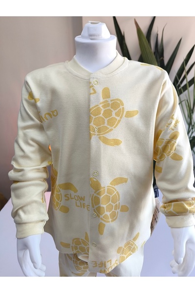 Miniworld Kız-Erkek Bebek- Çocuk Pijama Takımı %100 Pamuk Uzun Kollu Önü Çıtçıtlı Mevsimlik